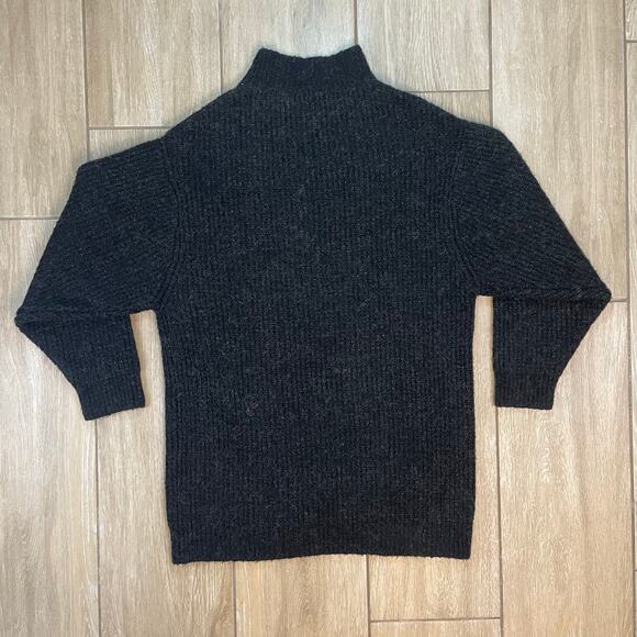 ZARA Knit Women’s Small Mock Neck Ribbed Sweater Gray Long Sleeve Wool Blend - Picture 2 of 10